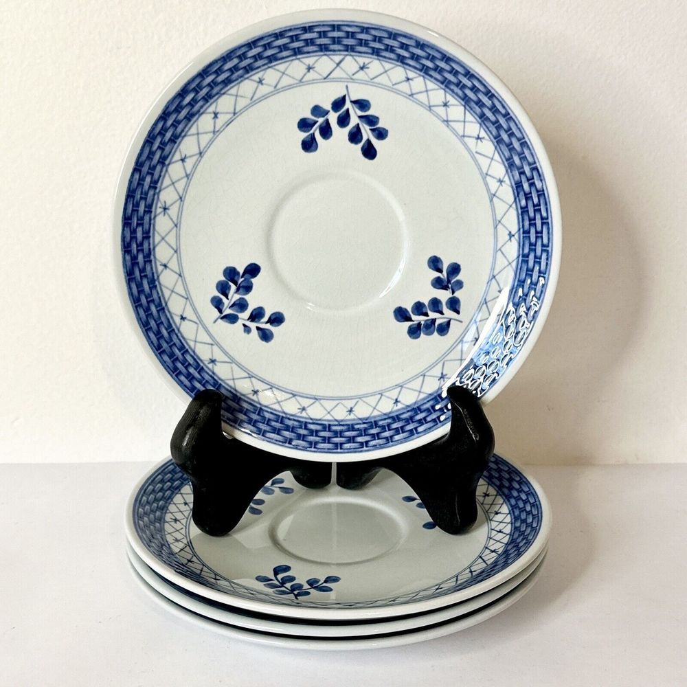 Set Of 4 Royal Copenhagen Dennark‎ Tranquebar Blue Saucer Plates 957